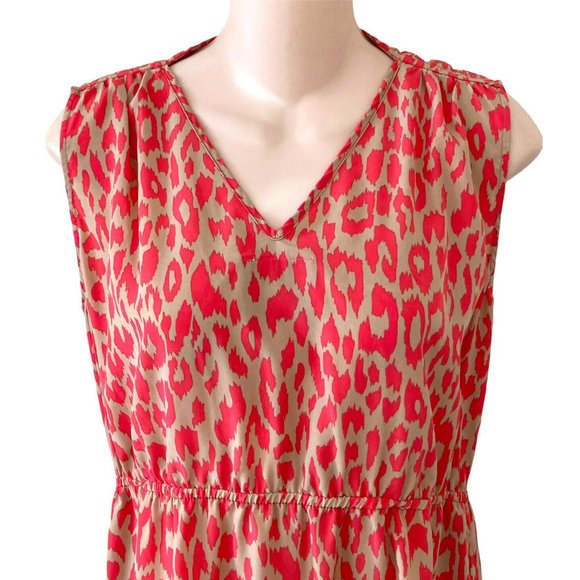 Romeo & Juliet Tan & Coral Sleeveless Tunic Top V-Neck V-Back Size Medium Womens - Picture 2 of 8
